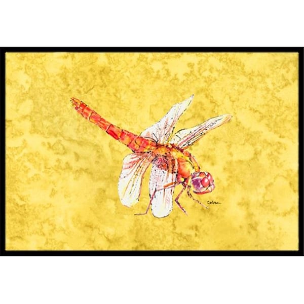Carolines Treasures Carolines Treasures 8866JMAT 24 x 36 in. Dragonfly On Yellow Indoor Or Outdoor Doormat 8866JMAT - main